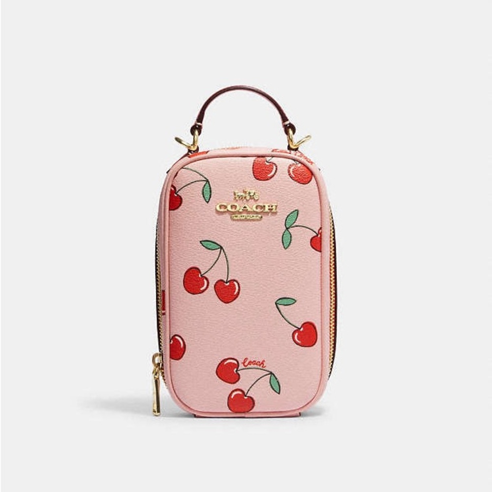 NWT Coach Eva Phone Cherry Print Crossbody Bag
